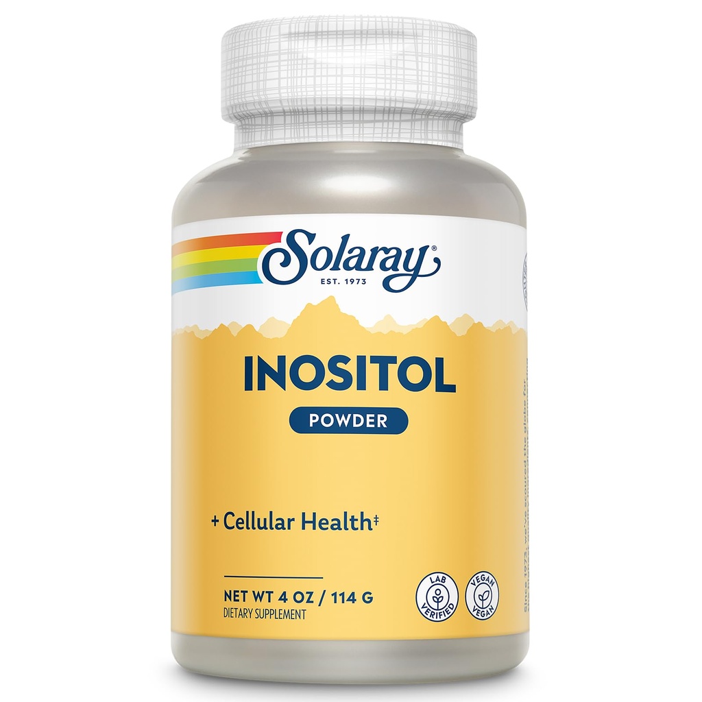 SOLARAY Pure Inositol Powder - Cellular Health Support - Vegan, Lab Verifikasi - 163 pelayan, 4 OZ (4oz, 162 Serv)