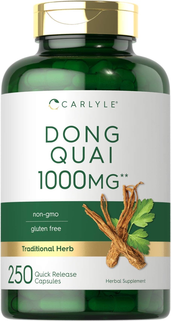 Carlyle Dong Quai Capsules 12.4; 1000mg 124; 250 Count 124; Non-GMO dan Gluten Free Supplement = = Herb Tradisional =