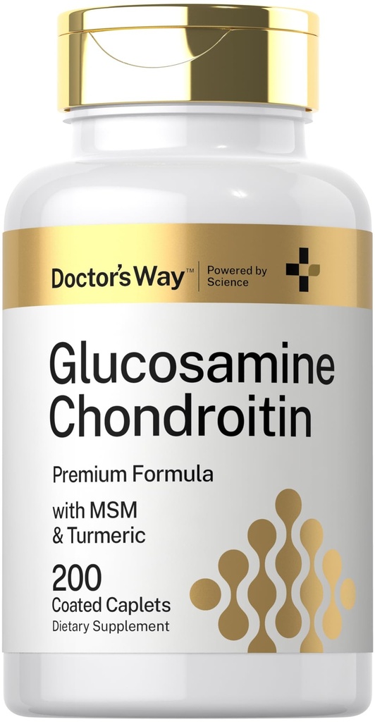 Dokter Way Glucosamin Chondroitin MSM Turmeric 124; 200 Caplets 2.124; Advanced Dupleks 124; Non- GMO, Gluten Free Supplemen