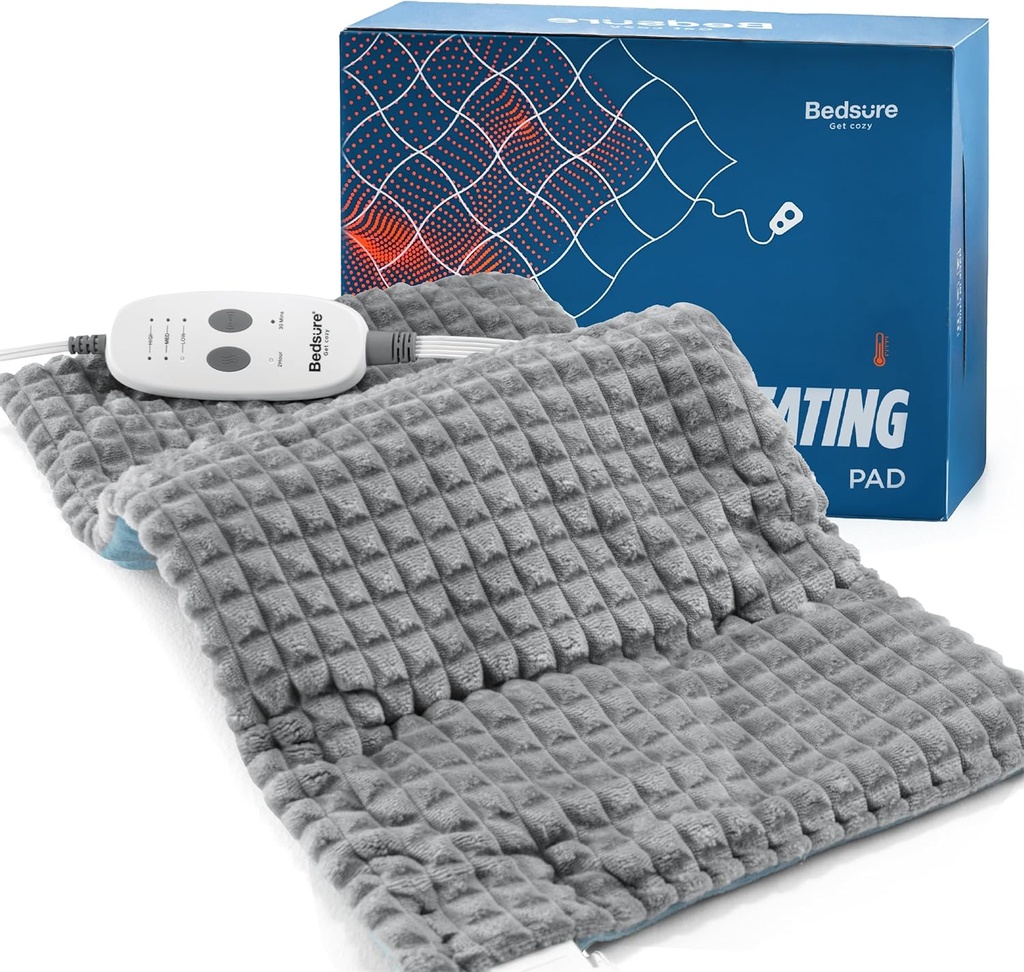 Bedsure Heating Pad untuk Neck dan Shoulders dan Back, Weighted Heated Pad dengan Vibration, FSA Ideal, Hadiah Ulang Tahun untuk Wanita Pria Manusia, Otomatis Matikan, 5lbs 12 "x 24", Grey