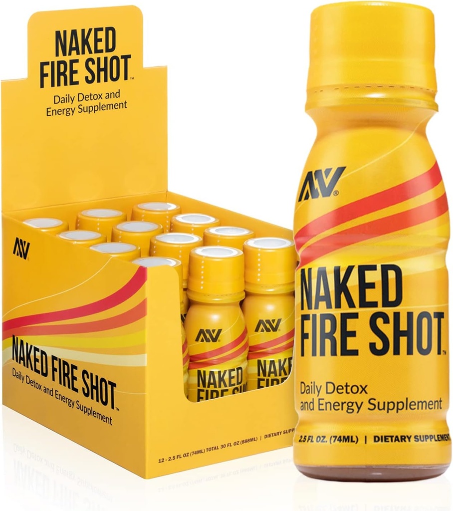 Donasi NASked Naked Fire Shot - Natural Energy Shots, Ginger Root, Raw Apple Cider Vinegar, Organic Ginseng & Ashwagandha, Detox, Energi Wellness Shots - 2.5Oz, 12 Pack