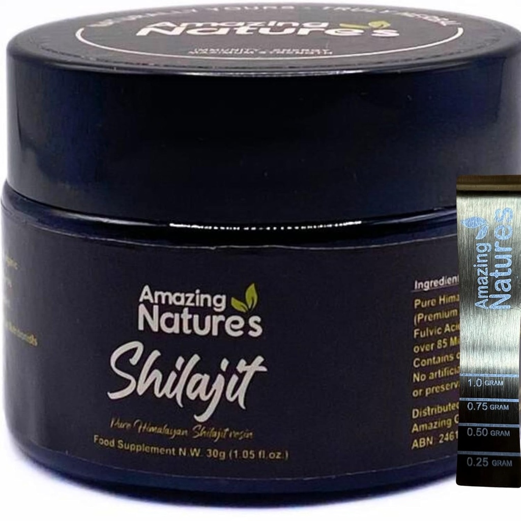 Himalaya Murni Shilajit Resin - 500mg Potency High Potency For Energy, Immune Dukung & Focus 124; 85 + Trace Mineral, Fulvic Accid 124; 30g, Buruh Diuji untuk kemurnian oleh Amazing Natures