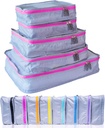 MURI Packing Cubes - 5- Piece Compression Packing Cubes for Travel, Lumerage Organizers for Suitcases, Carry- On Bags, Bags, and Dufful Bags - Space- Saving Travel Essentials - Pink