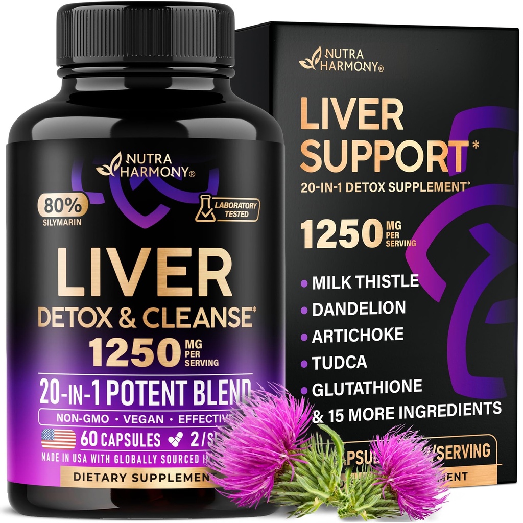 Liver Cleanse Detox & Repair - Milk Thistle 124; Dandelion 124; Artichoke 124; TUDCA 124; Glutathione & NAC - Effective Liver Health Supplemen 124; 80% Silymarin