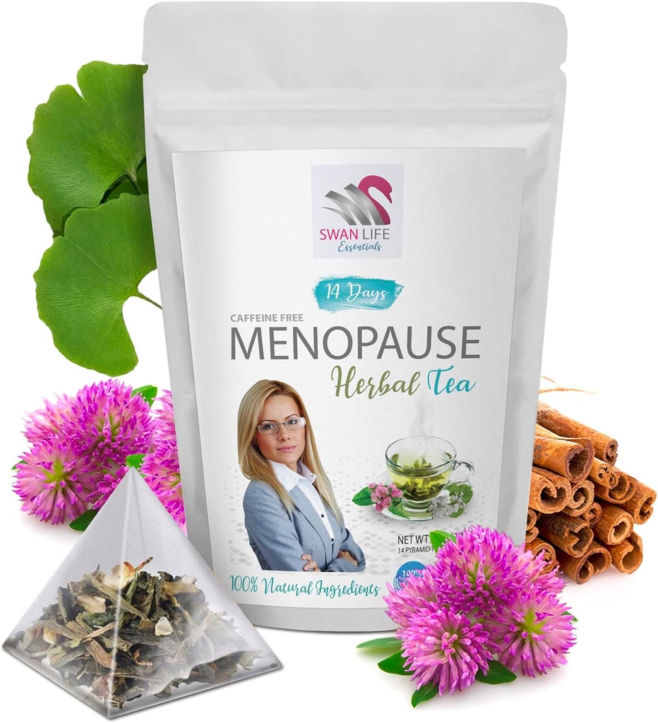 Menopause relief - MenophoUSE TEA 14 DAYS - menopause bantuan bagi perempuan, menopause bantuan untuk wanita hot flashes, hitam koheh, gingko, merah semanggi, kayu manis chip, teh hijau, licorice 1 Pack 14 Bags