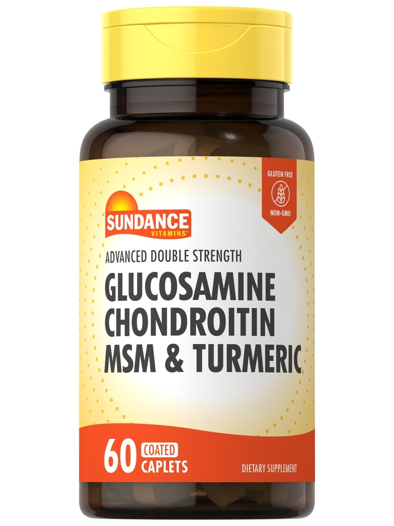 Sundance Glucosamin Chondroitin MSM dan Turmeric 124; 60 Caplets 124; Double Power 124; Non-GMO dan Gluten Free Supplemen
