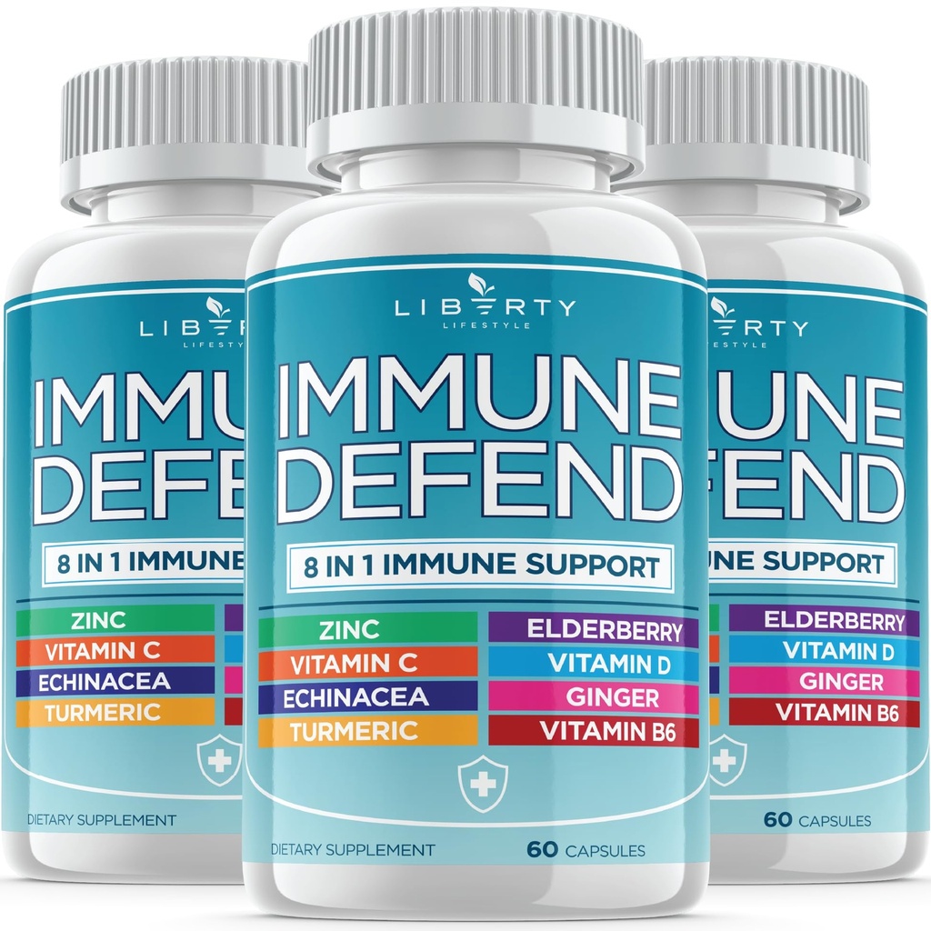 8 dari 1 Dukungan Pertahanan Imune, Imunity Vitamin Suplemen Booster dengan Zinc 50mg, Vitamin C Elderberry VIT D3 5000 IU, Turmeric Curcumin & Ginger, Echinacea - Bantuan Algergy untuk Anak Dewasa