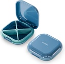 Kasus Pill Kecil, Kotak Pill Travel, Portable Pill Organizer, Kontainer Pill untuk Pocket 4 Kompartemen, Travel Travel Holder (Blue)