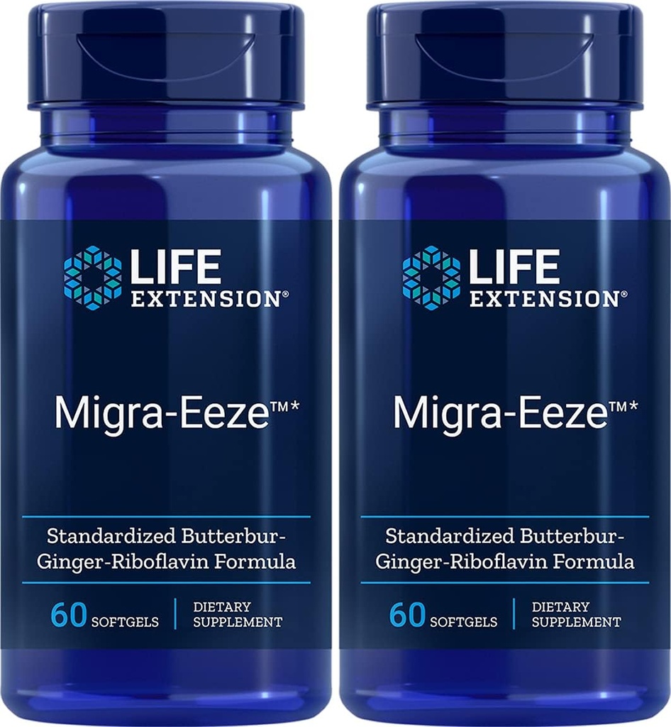 Ekstensi Hidup Migra- EezeTM Standardisasi Butterbur- Riboflavin Formula, 60 Count (Paket 2)