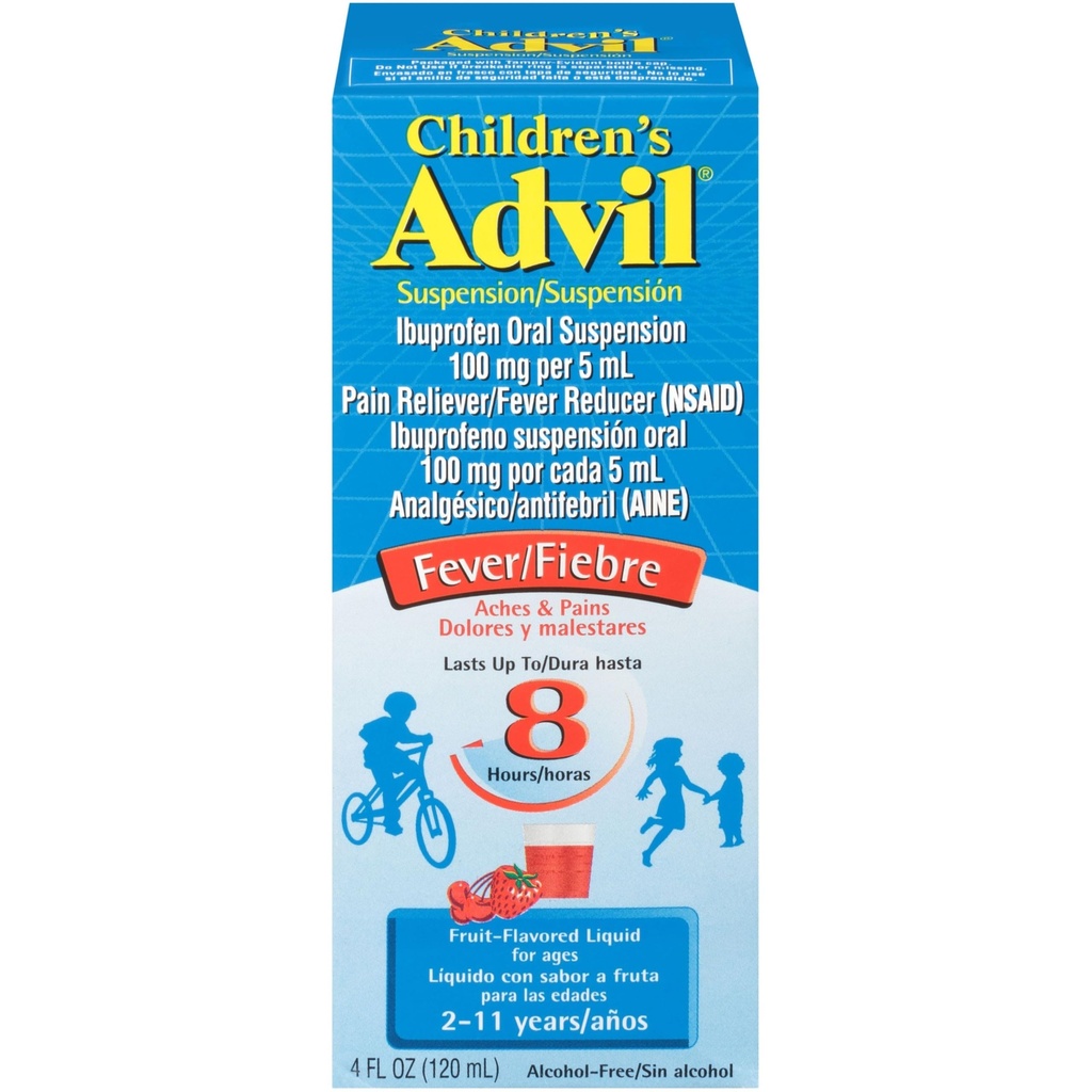 Advil Pain Reliever dan Fever Reducer Anak-anak, Ibuprofen Liquid Relief Medicine, Buah - 4 Fl Oz