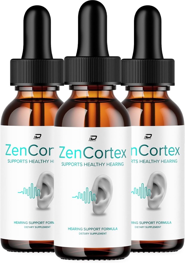 ZenCortex Tinnitus Ear Drops - ZenCortex 24, Zen Cortex Liquid Drops, ZenCortex Review, Zentex Drops for Ear Relief (3 Pack - 3 Pasokan Bulan)