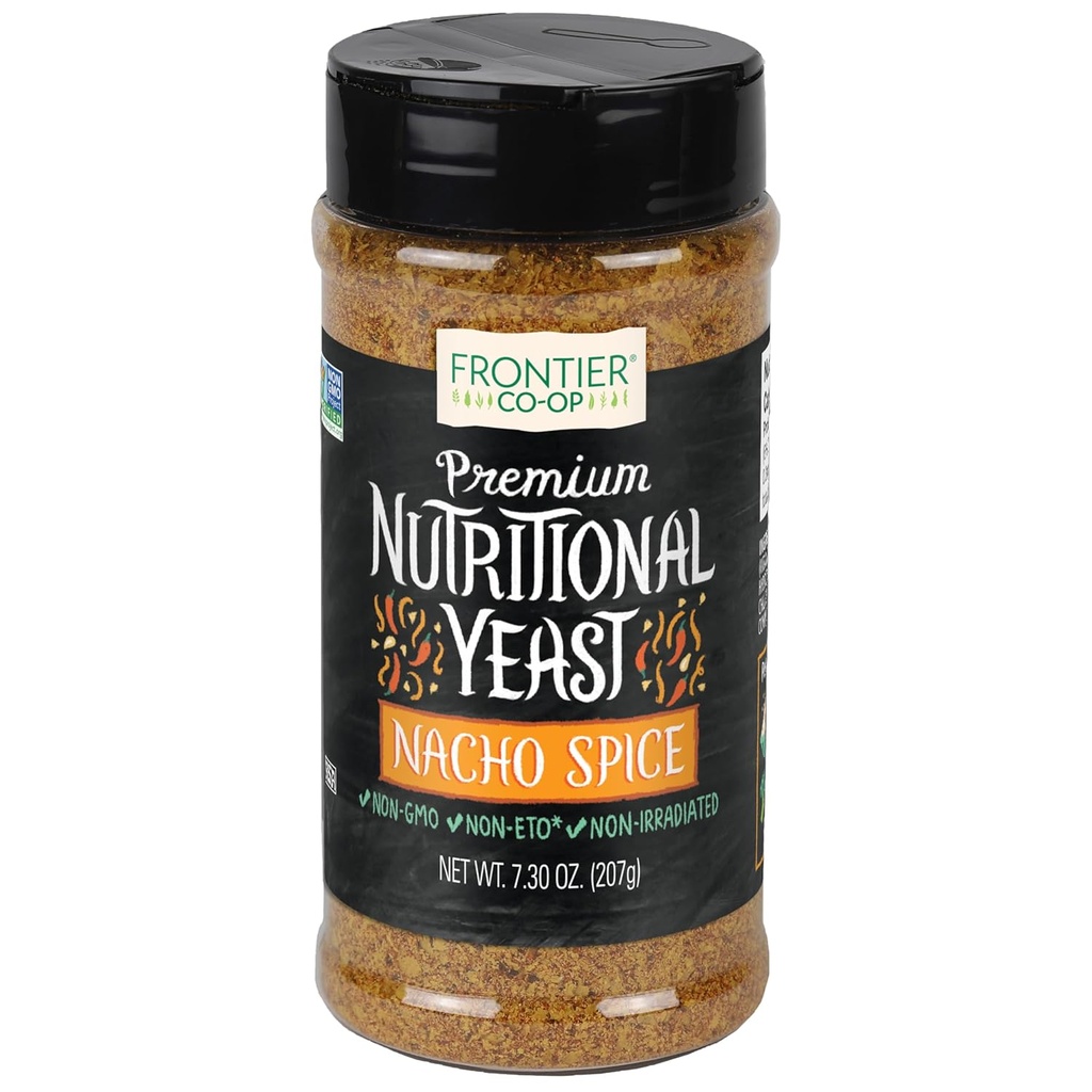 Frontier Co-op Nacho Spice Nuttration Yeast B12, 7.30 oz - untuk Popcorn, Snack, Pasta, dan Sup