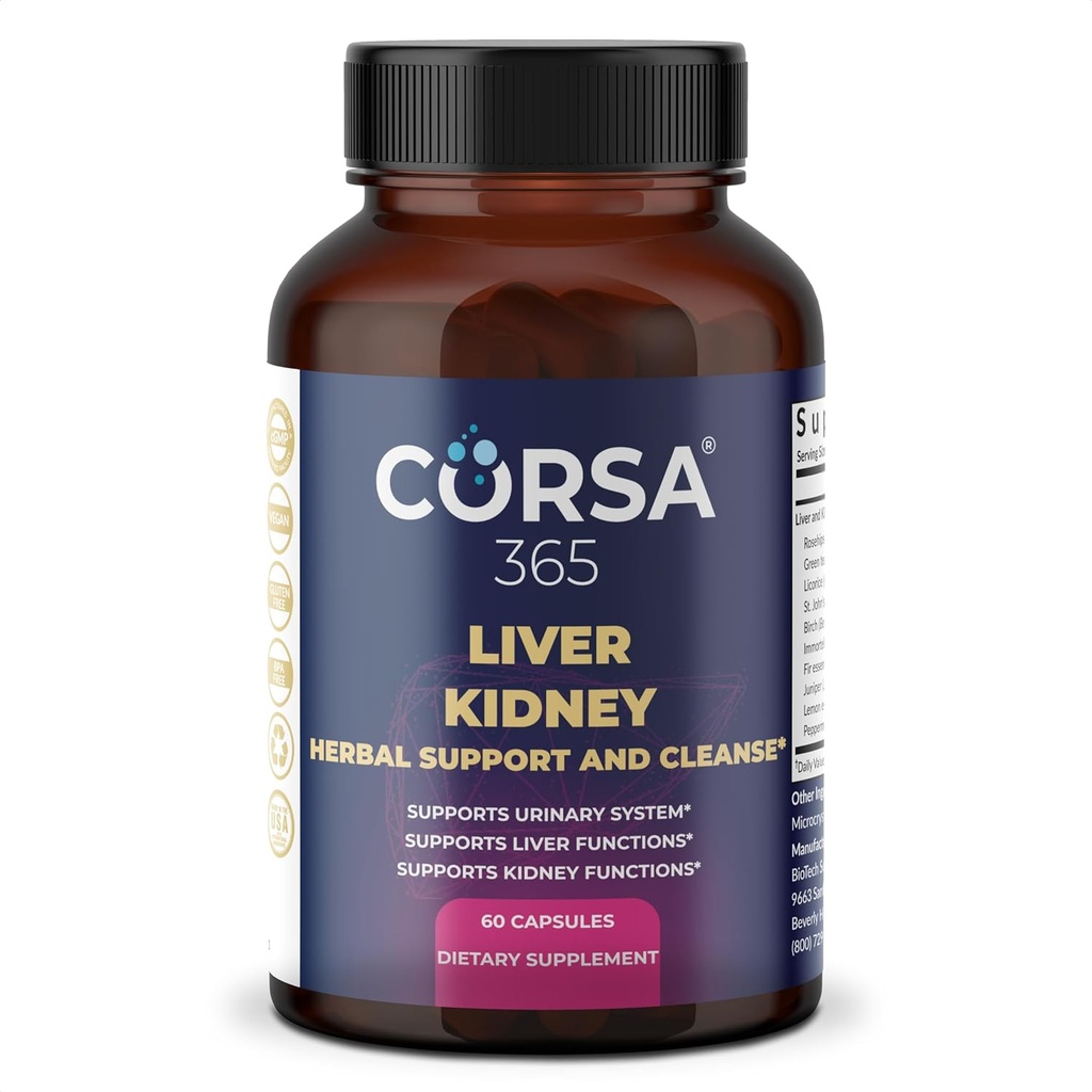 Liver and Ginney Cleanse & Dukung Herbal Complex - Kidney Cleanse Detox & Reparts Liver Suplemen untuk Pria dan Wanita - Organik Kidney Pulihkan dan Tambahan Pendukung Hati - 60 Capsules