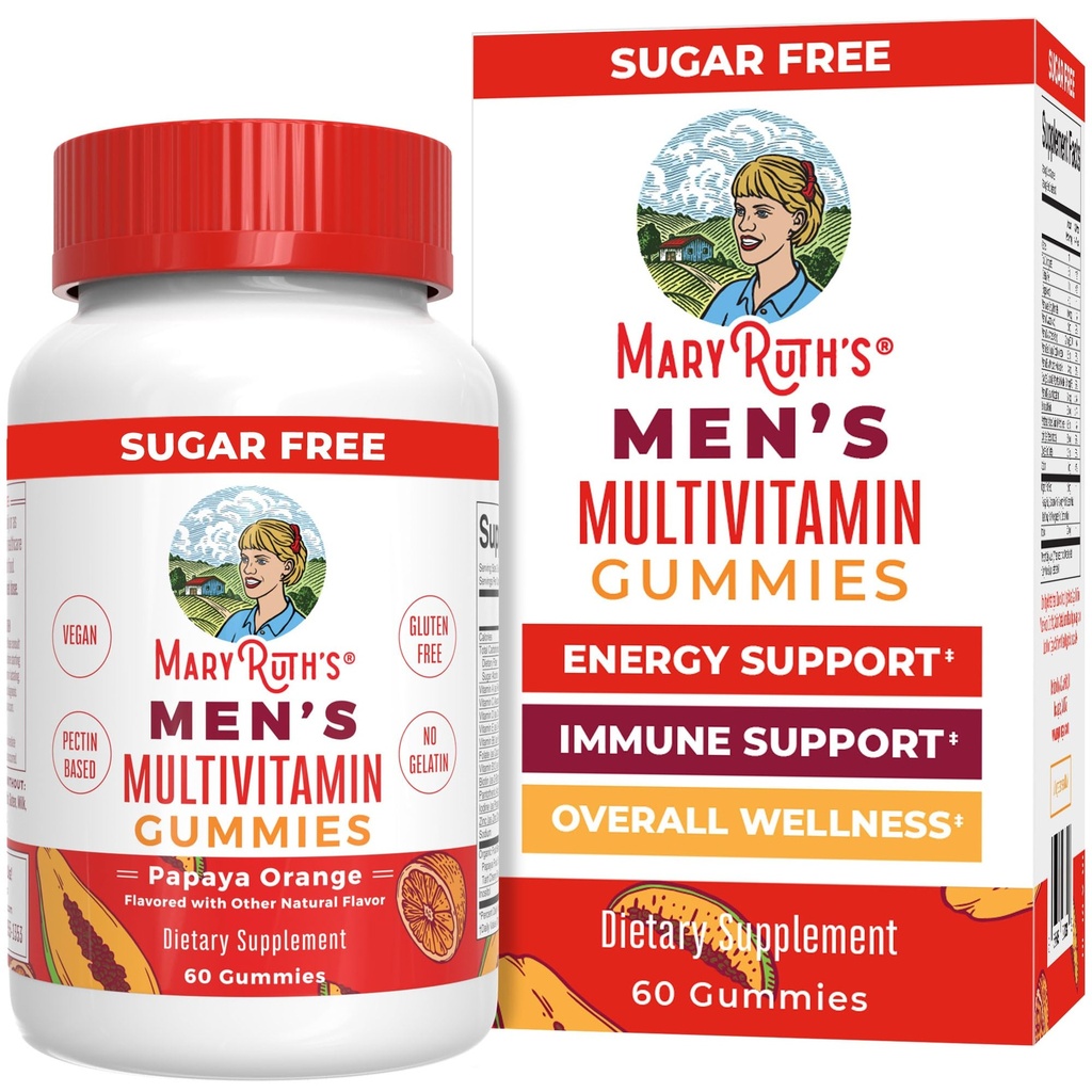 MaryRuth Organics Men 's Multivitamin Gummies 124; Vegan Vitamin for Imune Support 2.14; Non- GMO & Gluten Free Sugar Per Serving 124; 60 Count