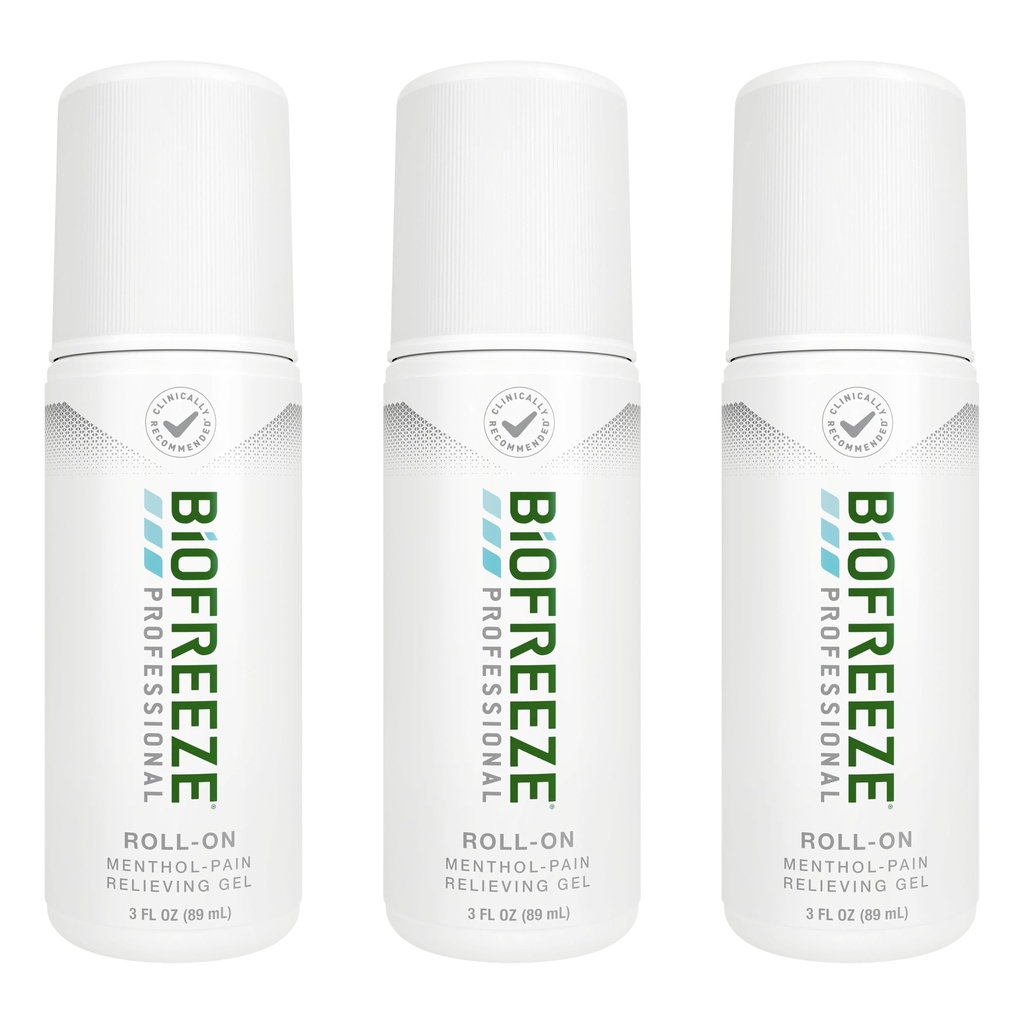Relief Nyeri Biofreaze Relief Profesional Roll On for Knee, Neck, Hip, Gabungan, & Shoulder, Reliever sakit Batuche Sederhana, Relief Otot Sore, Rolle-On Menthol Gel 3 Fl (Paket 3)