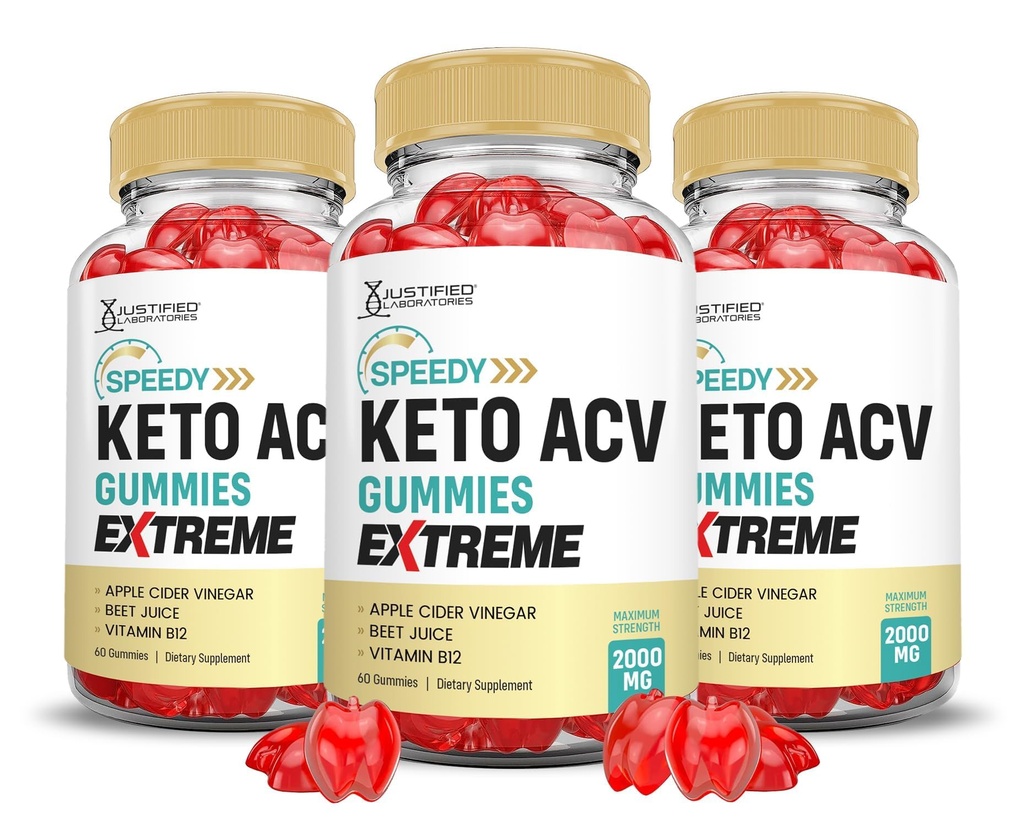 (3 Paket) Speedy Keto ACV Gummies Ekstrim 2000MG Speedy Keto Gummies Lanjutan Formula Apple Cider dengan Powder Powder Beet B12 Vegan Non GMO 180 Gummys