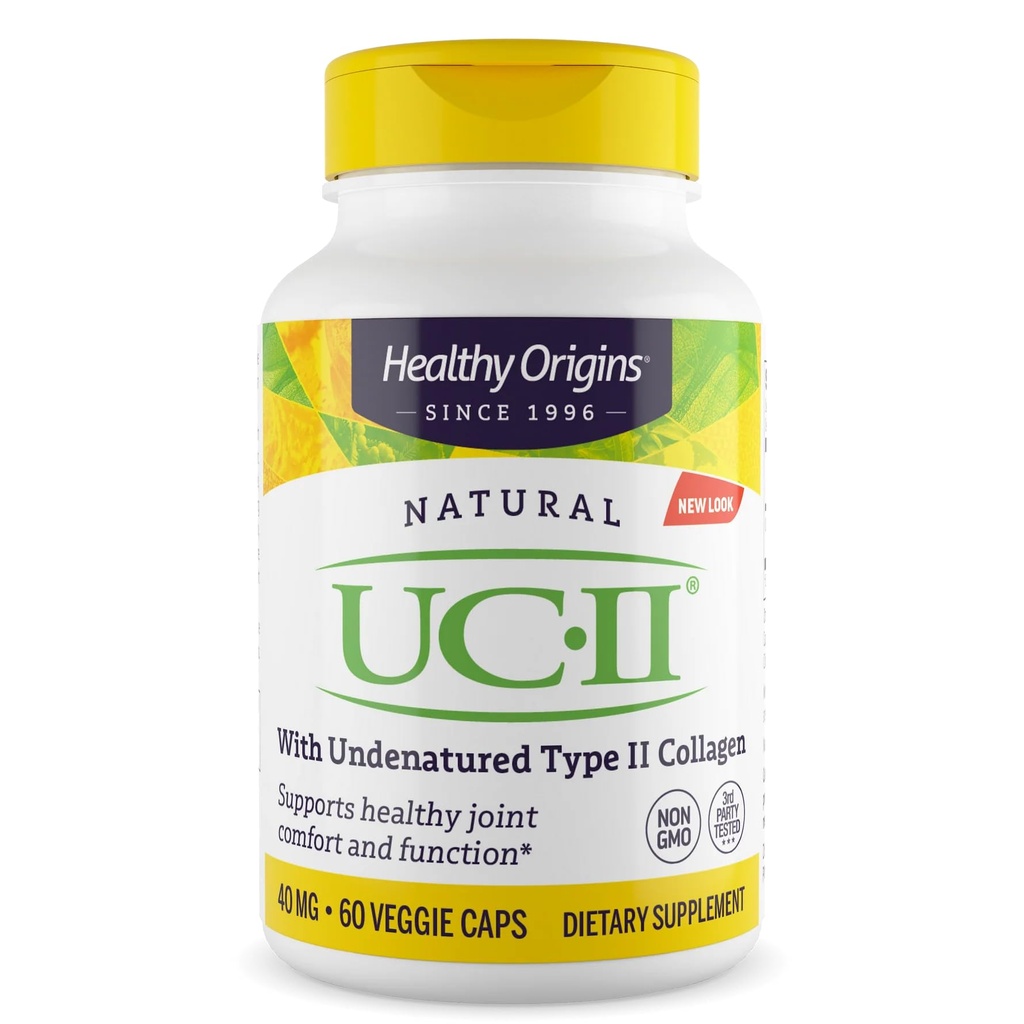 Origins Sehat UC-II 40 mg (Undenatured Type II Collagen, Non- GMO, Gluten Free, Gabungan Dukungan), 60 Veggie Caps