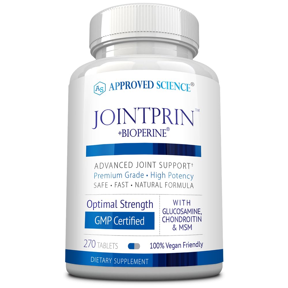 Disetujui Ilmu pengetahuan Jointprin - Dukungan Bersama - Glucosamin, MSM, Chondroitin, Turmeric, Boswellia, BioPerine - 3 Pasokan Bulan