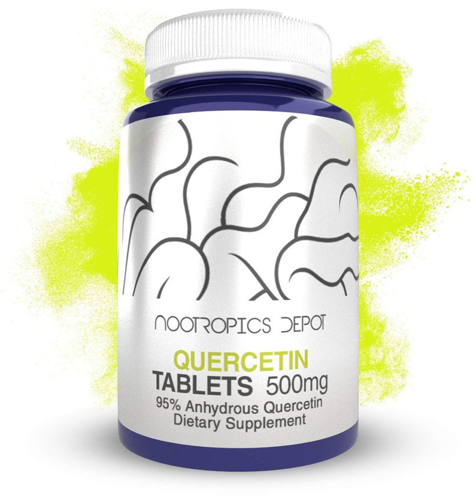 Nootropics Depot Quercetin Tablet 126; 500mg 124; 60 Count 124; 95% Quercetin Anhydrous