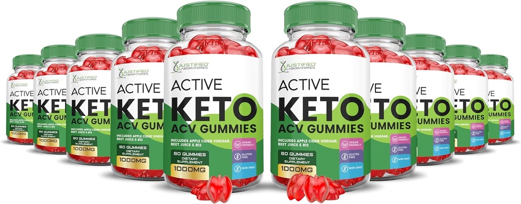 (10 Kemo ACV Gummies AktiveKeto Keto Gummies Apple Cider Formulated dengan Powder Beet Juice B12 Vegan Non GMO 600 Gummys