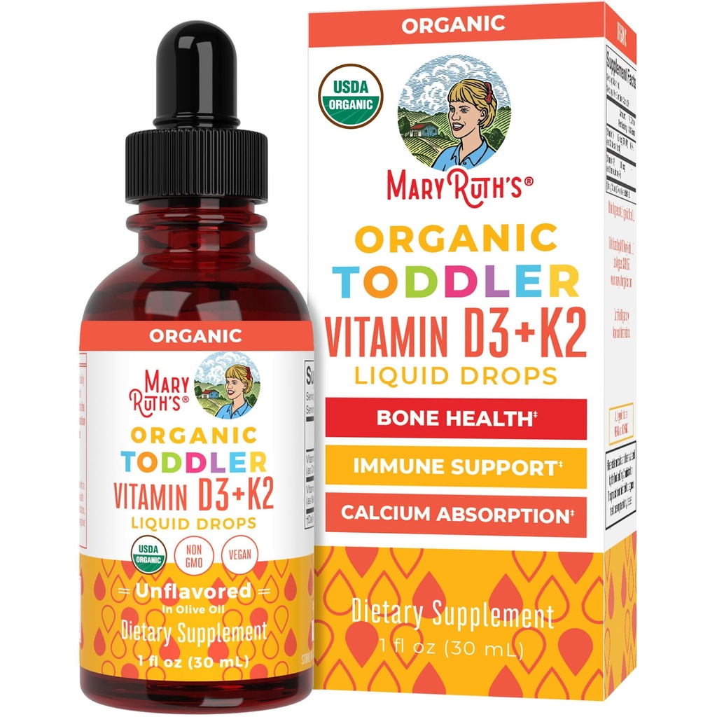 MaryRuth Organics Vitamin D3 124; Vitamin K2 124; Vitamin D3 K2 Drops 14; K2 D3 Vitamin Liquid Support untuk Toddlers 124; Tambahan Anak untuk Calcium Absorction Bones Strong 124; Vegan 124; Gluten Bebas 124; 1 Fl Oz