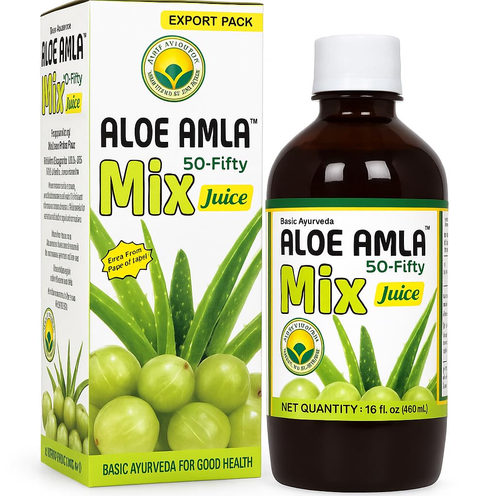 Dasar Ayurveda Aloe Amla Mix Juice 124; Blend of Aloe Vera & Amla Fruit 124; First Press Virgin Juice 124; Plant-Based Daily Drink 124; Vegan & Non-GMO 124; 16.23 Fl Oz (Kembaran 2)