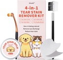Tear Stain Remover Kit for Dogs & Cats with Tear Stain Comb, Tear Stain Balm, Eye Cotton Pads, Pro Powder Brush Gently Take Tear Stain, Eye Debris, Disorder, Discharge, Muscus Discutions