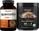 NatureBell Quercetin 1000mg Per Serving & 10 dalam 1 Mushroom Powder, 10oz Bundle Pack Alag 124; Ultra Energy Quercetin Suplemen 124; Imune Booster & Brain Health Support