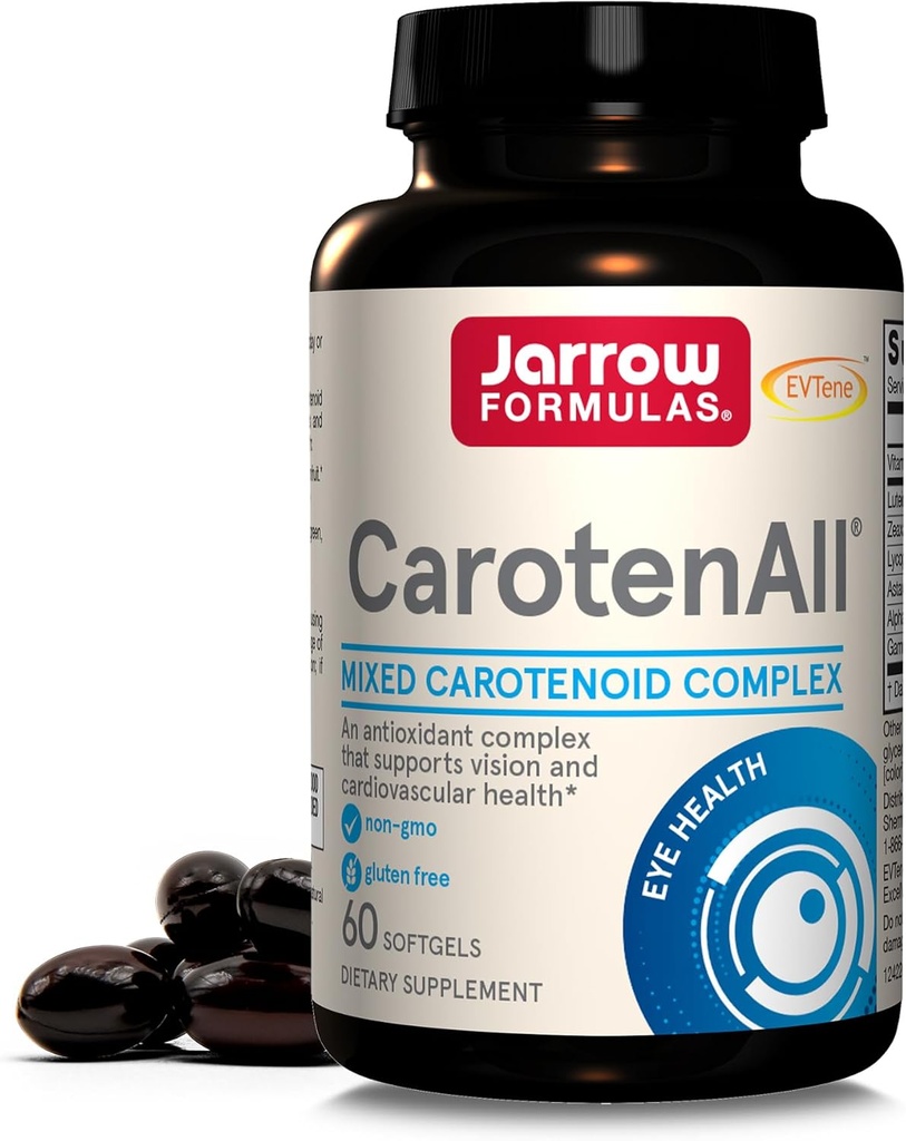 Jarrow Formulas ® CarotenAll, Dietary Supplement, Antioksidant Dukungan untuk Kesehatan Vision dan Kardiovaskular, 60 Softgels, Hingga Supply 60 Hari