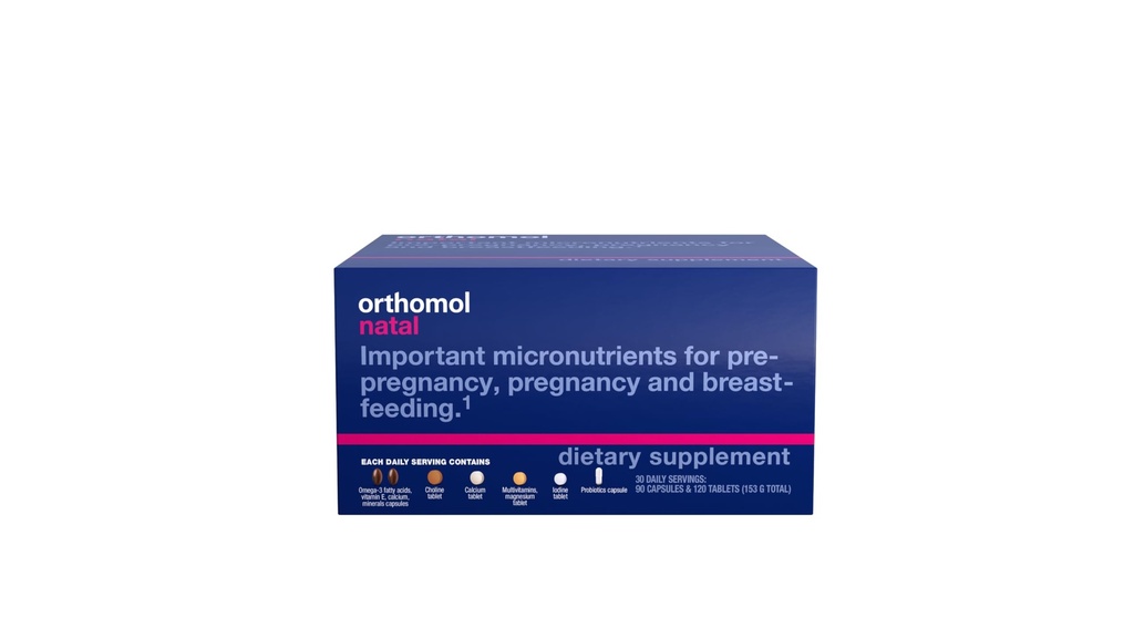 Orthomol Natal, Suplemen Natal, Support Kesehatan untuk Pregnancy, Pregnancy, dan Breastfeating, Tablet dan Kapsul Sule Suplemen, 30 Cacah (Paket 1)