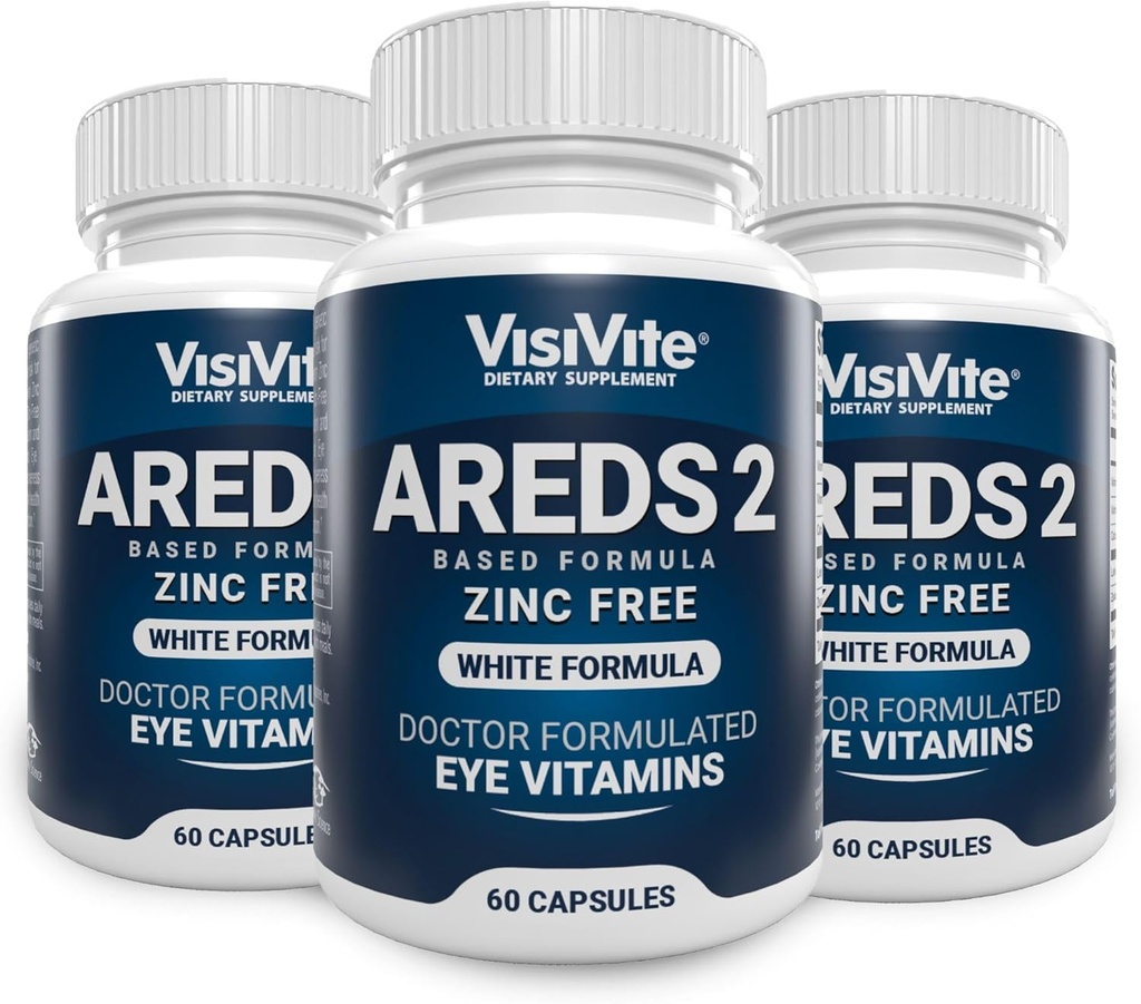 AREDS 2 Zinc Free White Eye Vitamin - Hobxanthin Plus Lutein Macalar Eye Vitamin - Soy-Free - Zinc dan Copper Free Macular Health Formula - Kemasan 3
