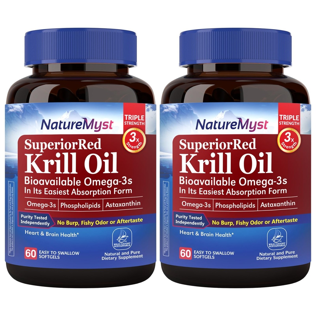 Antartika Krill Oil 1000 mg Softgels, Krill Oil Oil Omega-3s, EPA, DHA, Astaxanthin & Phospholipids, Heart Health, 120 Softgels, Non- GMO, No Gluten, Dibuat di Amerika Serikat
