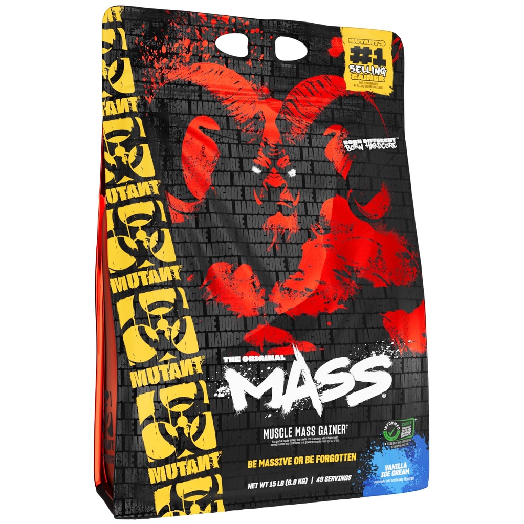 Mutant Mass 134; Weight Mass Gainer Protein Powder - high Calorie Protein Powder for Muscular Mass - Vanilla Ice Cream - 15 Pound