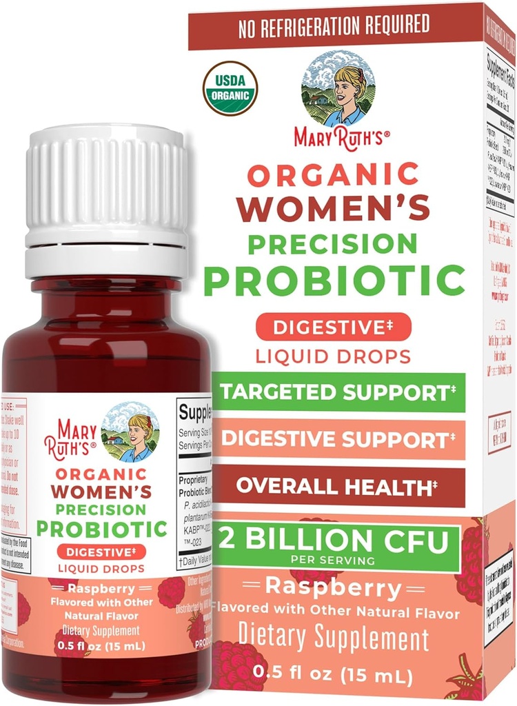 MaryRuth Organics USDA Organic Women Probiotic Liquid Drops for Digetical Health 124; Targeted Support for Women 124; Four Probiotic Blend = Perempuan Wellness 124; Dairy Free 124; 30 Servings
