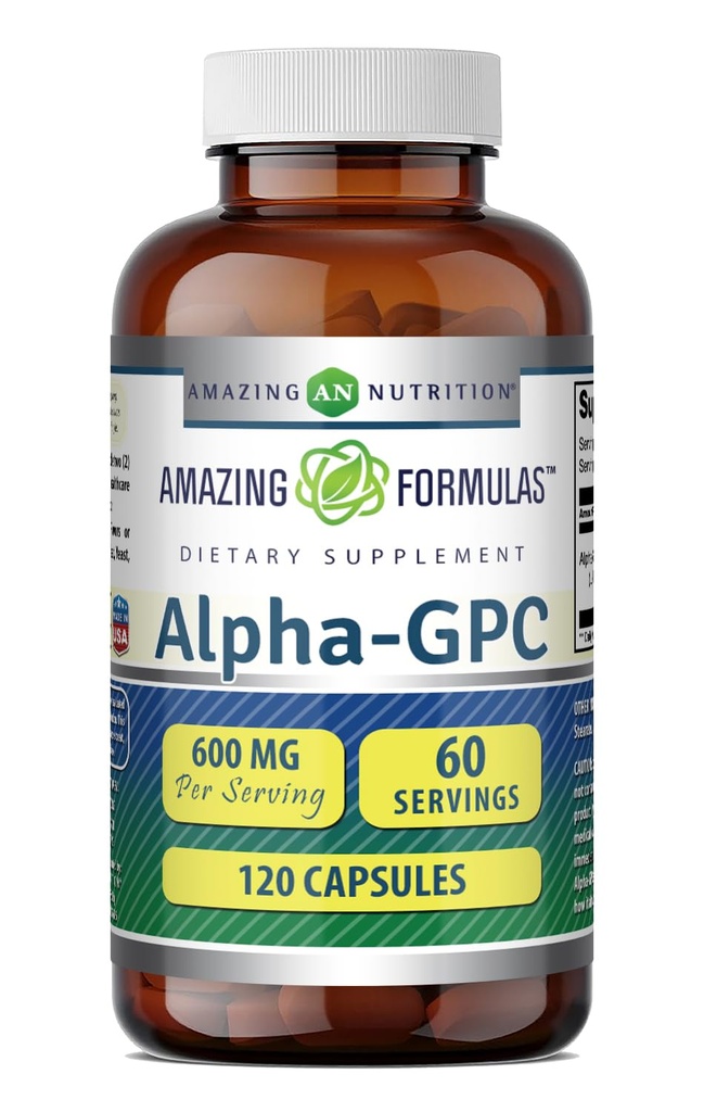 Amazing Formulas Alpha GPC Supplement | 600 Mg Per Serving | 120 Capsules | Non-GMO | Gluten Free | Made in USA