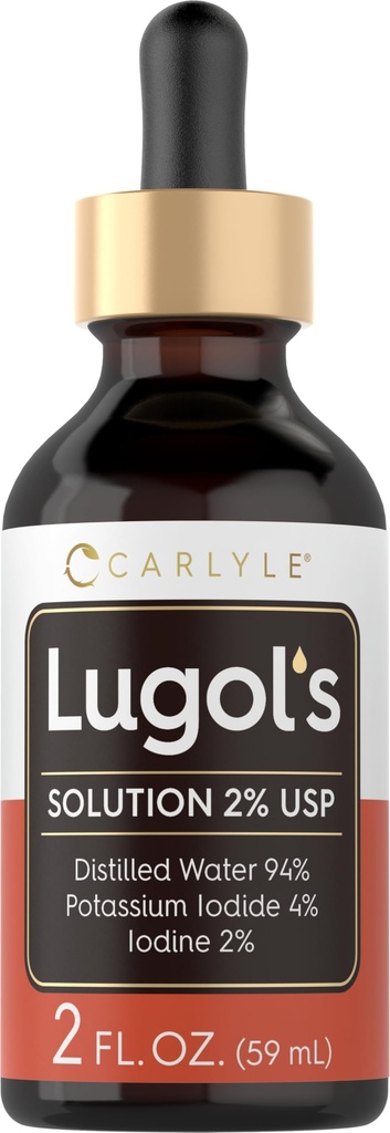 Carlyle Lugols Iodin 2 Percent 2 quid oz 124; Potasium Iodide dan Iodin Solution 2% Liquid Drops