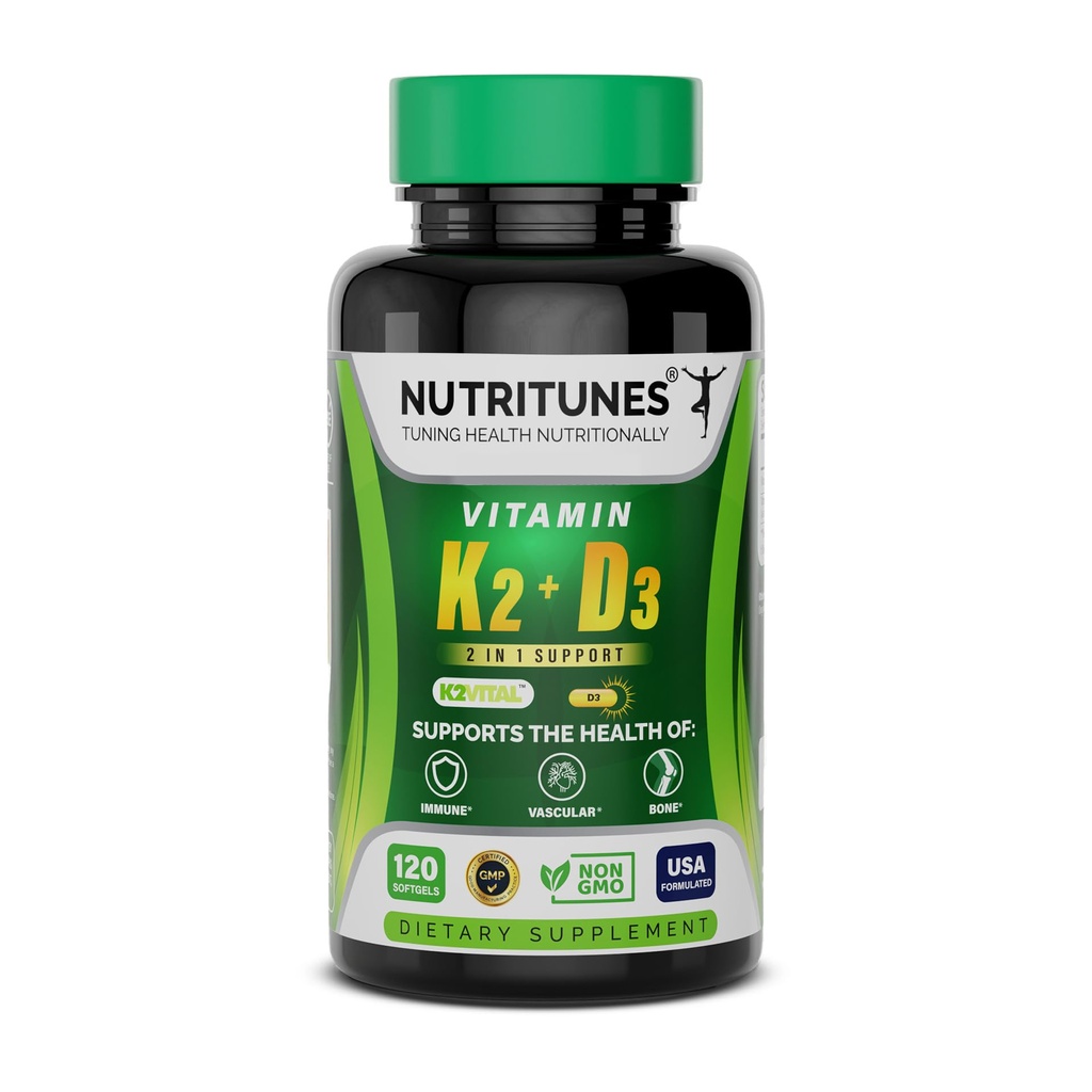 Vitamin D3 K2-5000 IU D3 & 100 mcg K2 MK-7 - Support Bone, Heart & Imune Kesehatan - K2 D3 Vitamin Suftgels - 120 Softgels, 4 Bulan Suppply