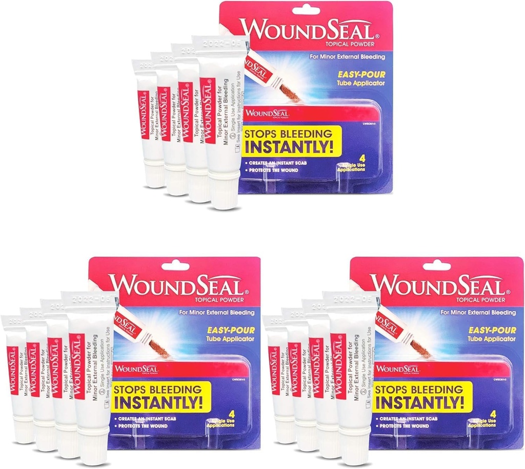 WeundSeal Powder 4 (Kembang 3) - Wound Care Pertama Aid for Cuts, Scrapes and Abrasions - Menghentikan Bleeding in Seconds Witches or Bandages - Aman dan Efektif bagi Orang-orang dari All Ages and Pets