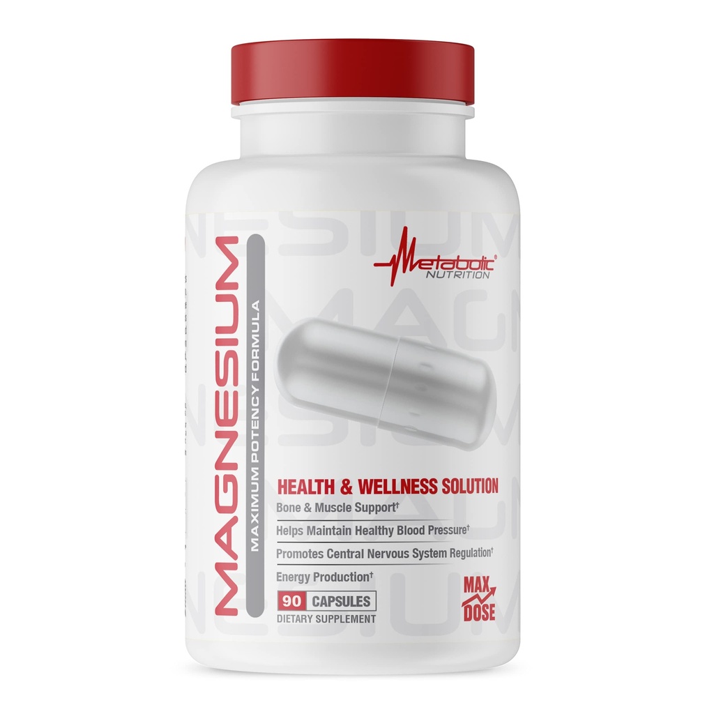 Metabolic Nutrition Magnesium, 650mg per Serving, Non-GMO, Vegan, Gluten Free, 90 Kapsul