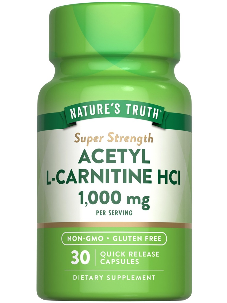 Nature 's Truth Acetyl L- Carnitine 1000mg 124; 30 Capsules 124; Super Power 124; Non-GMO & Gluten Free ALCAR Tambahan