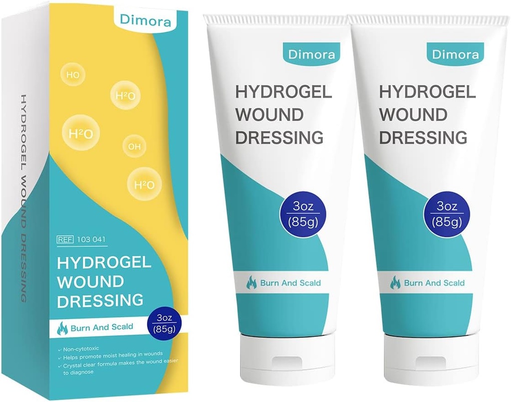 Dimora 2 Packs 6oz Hydrogel Aid Pertama Oquise, Burn Intory Soutthing Gel, Skin Repair Cream for Emergency Burn, Postoperative Incisions, Bruises, Desincement Weund Care