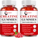 (2 Pack) Creatine Monohydrate Sugar Chewable Creatine for Building Muscle, Boost Focus, Power, Endurance, 5g Creatine Monohydrate Gummy for Men & Women & Women, 4X Stronger Than Powsules
