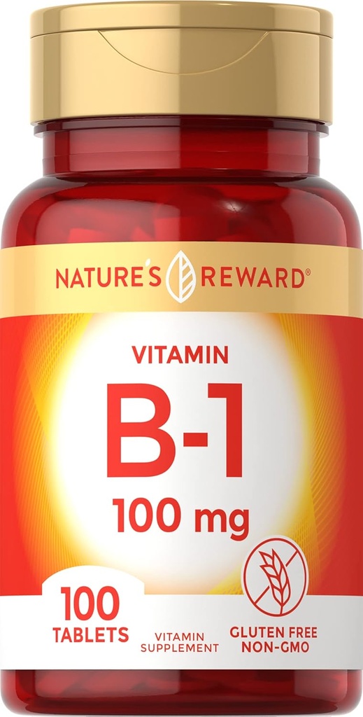 Vitamin B1 100mg (Thiamine) - 100 Count - Vegetarian, Non-GMO & Gluten Free Suplemen - oleh Nature 's Reward