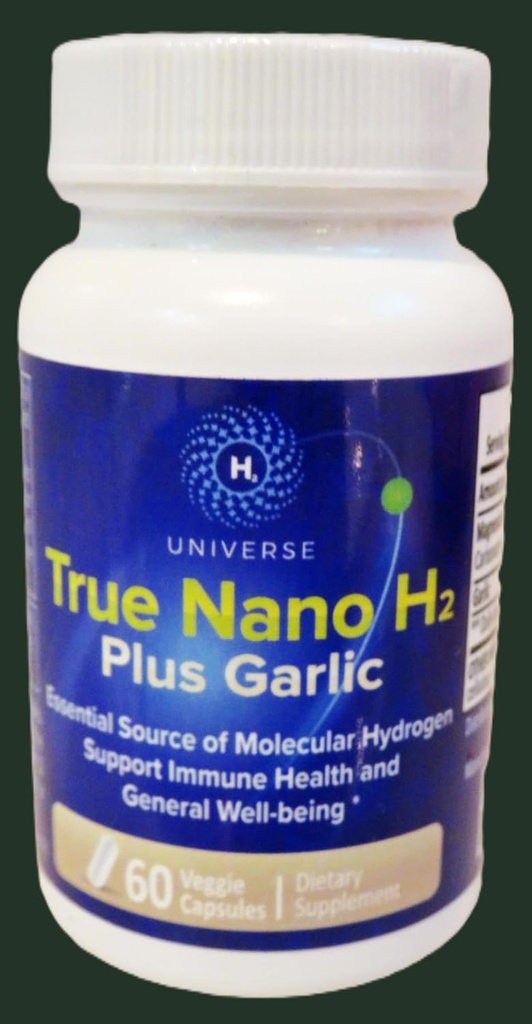 Benar Nano H2 dengan Bawang putih oleh H2 Universe 124; Molekuler Hidrogen dengan Entive Hydrogen Nanobubbles, Boosts Energy, powerful Antioksidant 124; 60 Capsules
