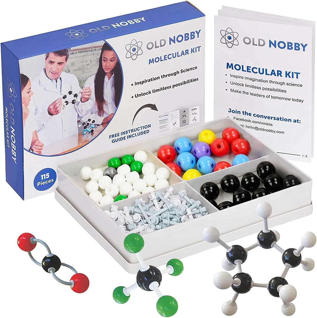 Model Model Nobby Chemistry Old - 115 Piece Molekuler Model Set termasuk Atom, Bonds, Instructional Guide