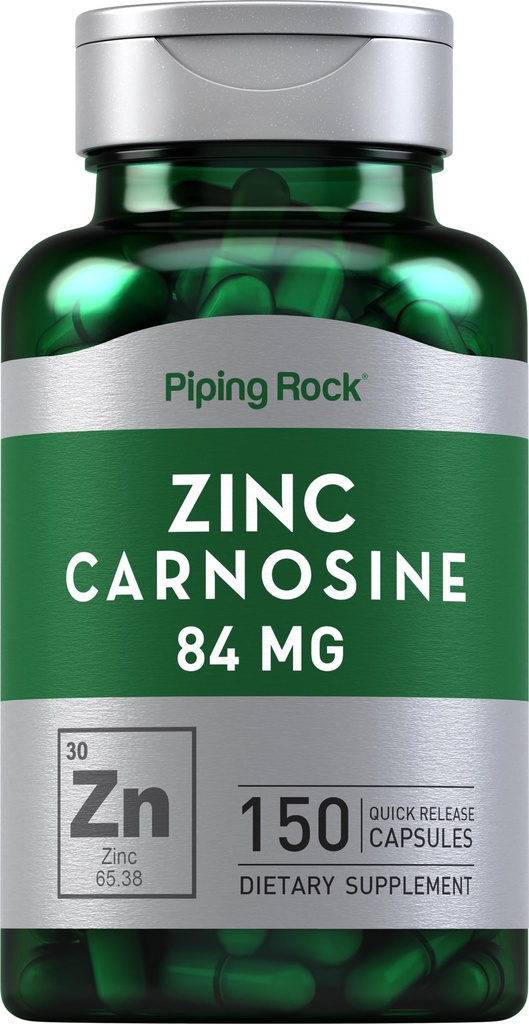 Piping Rock Zinc Carnosine Supplement 126; 84mg 124; 150 Capsules 14; Non-GMO, Gluten Free