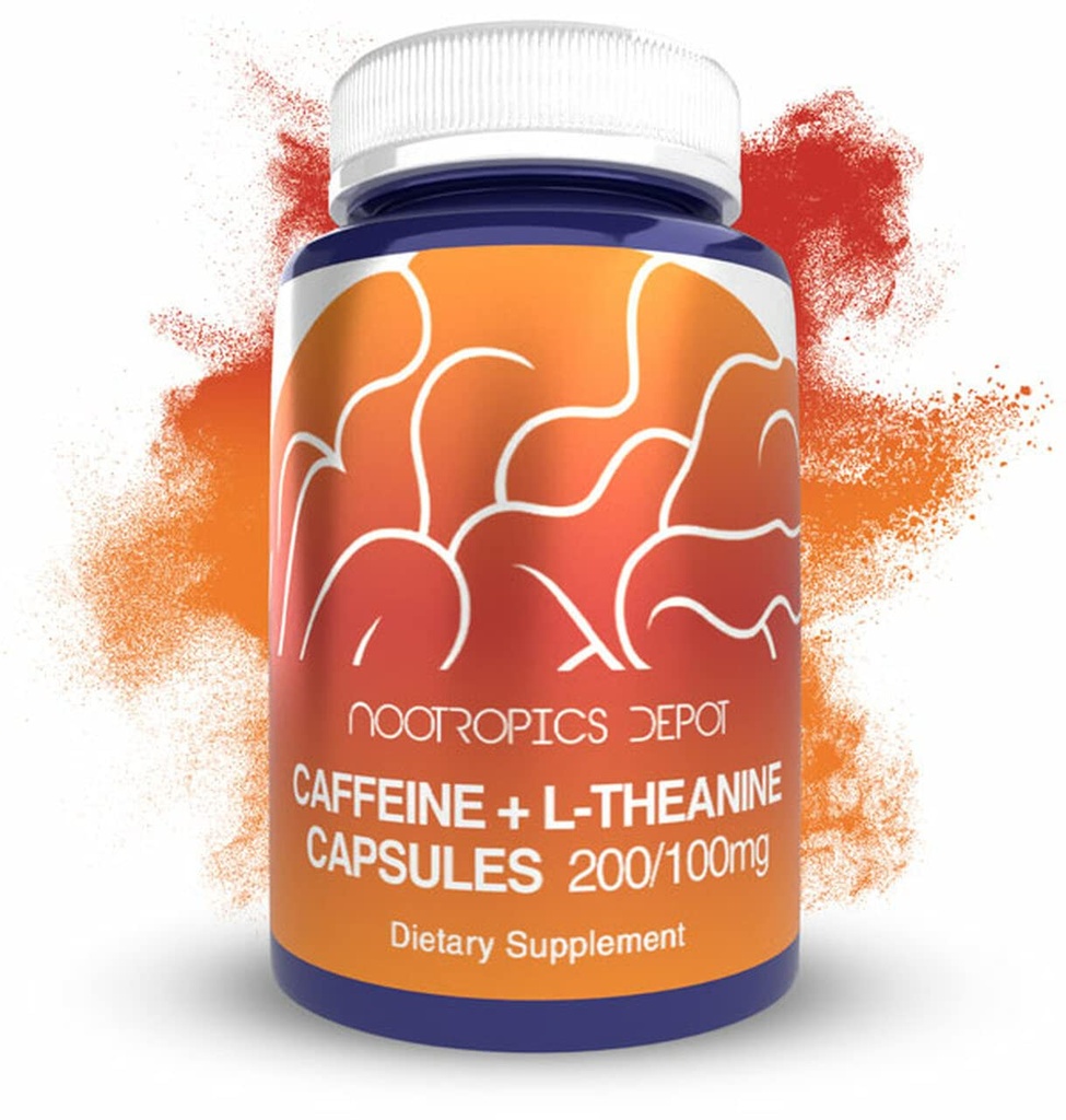 Nootropics Depot Caffeine dan L-Theanine Kapsules 124; 60 Count 124; Berisi 200mg Caffeg dan 100mg dari L- Theanine 124; Suplemen Alam 124; Energi Booster 124; Mental Focus + Alertitas; Koffee Alternatif
