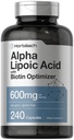 Horbäach Alpha Lipoic Acid 600mg 124; 240 Capsules 124; dengan Biotin Optimizer 124; Non-GMO dan Gluten Free Suplemen