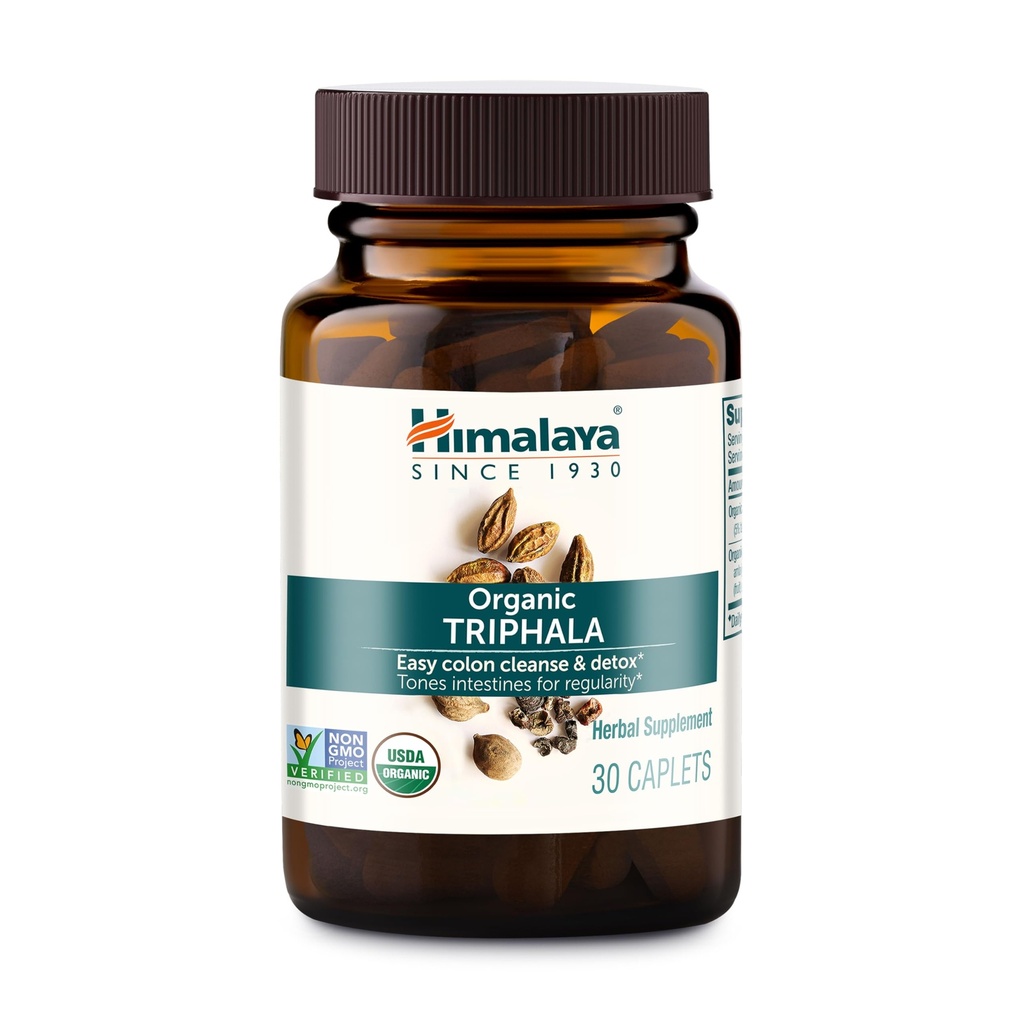 Hiplaya Organic Triphala - Digetical Health Supplement for Colon Cleanse & Occational Bloating and Constipation Relief - USDA Organic, Vegan, Non-GMO, Gluten Free, 688 mg, 30 Caplets