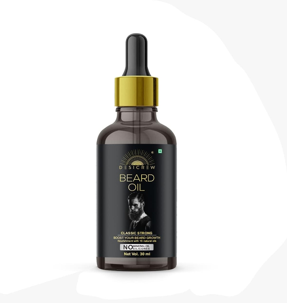Classic Beard Growth Oil - May Boost You Beard Growth Oil Noiuriement Dengan 16 Essebatial Oil dalam 30ml